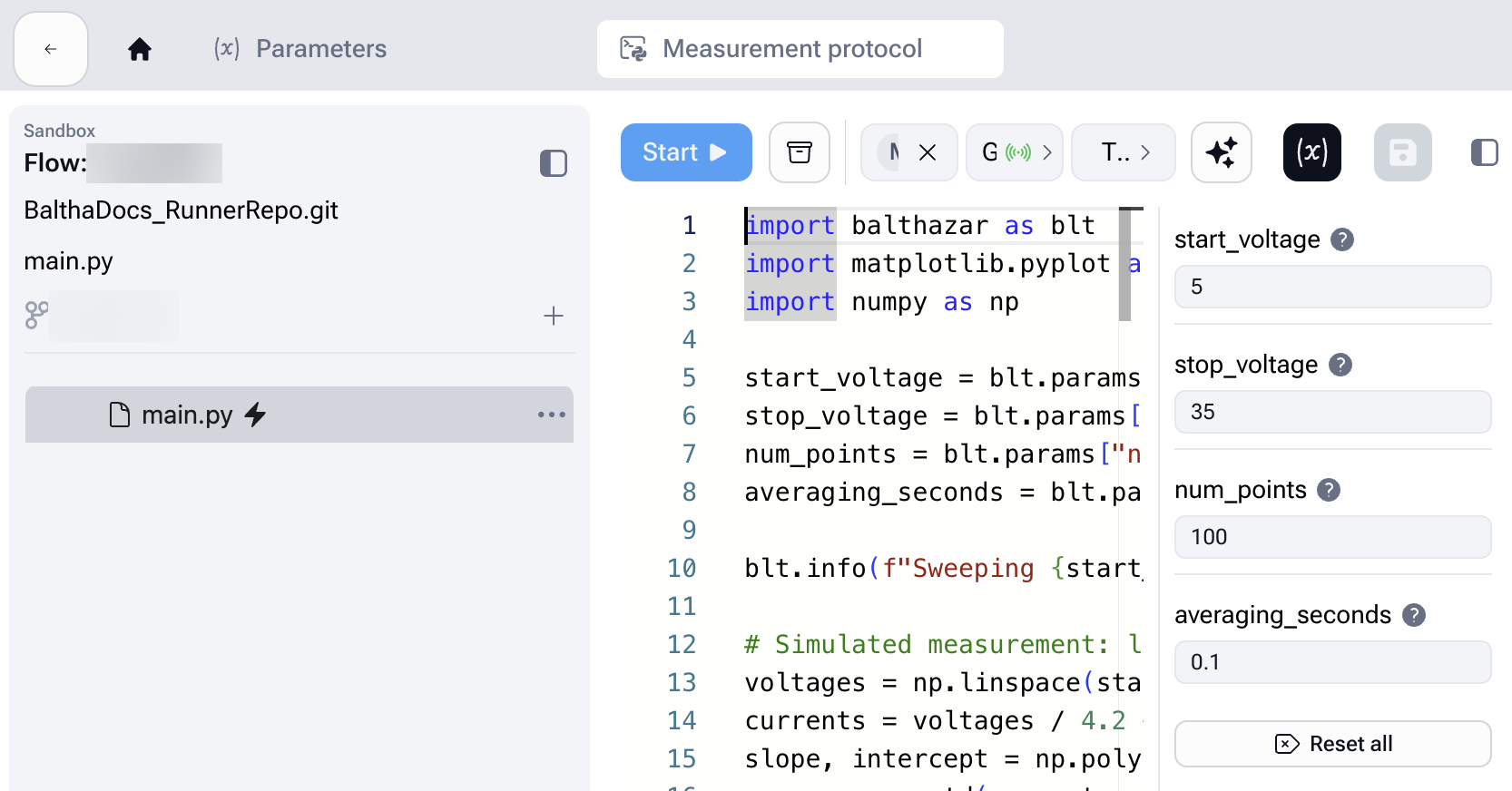 Setting Input values in the Workbench before starting the Flow